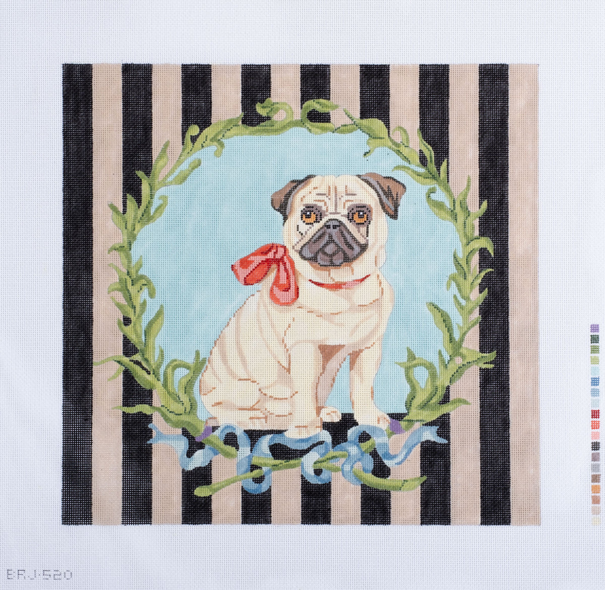 Barbara Russell Joanne's Pug Needlepoint Canvas