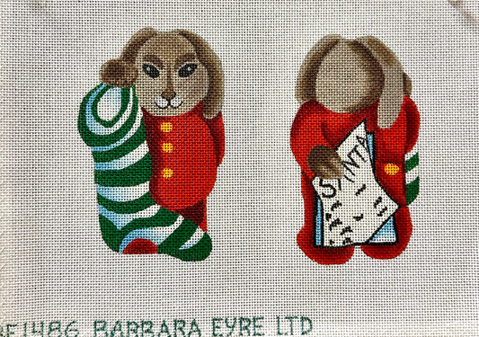 Barbara Eyre Two Sided Christmas Bunny with Stocking Needlepoint Canvas