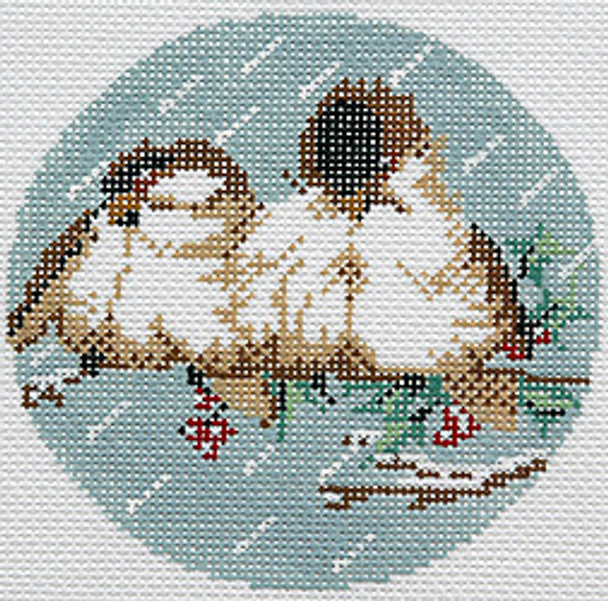 Barbara Russell Designs Sparrows In Snow II Needlepoint Canvas