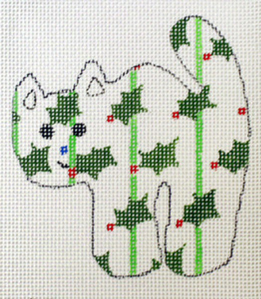 Barbara Russell Holly Cat Ornament Needlepoint Canvas