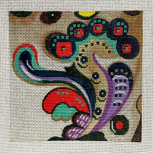 Barbara Russell Hood Flourish Coaster I Needlepoint Canvas