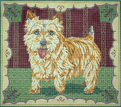 Barbara Russell Norwich Terrier Dog Needlepoint Canvas