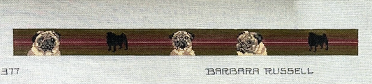 Barbara Russell Pug Dog Collar Needlepoint Canvas