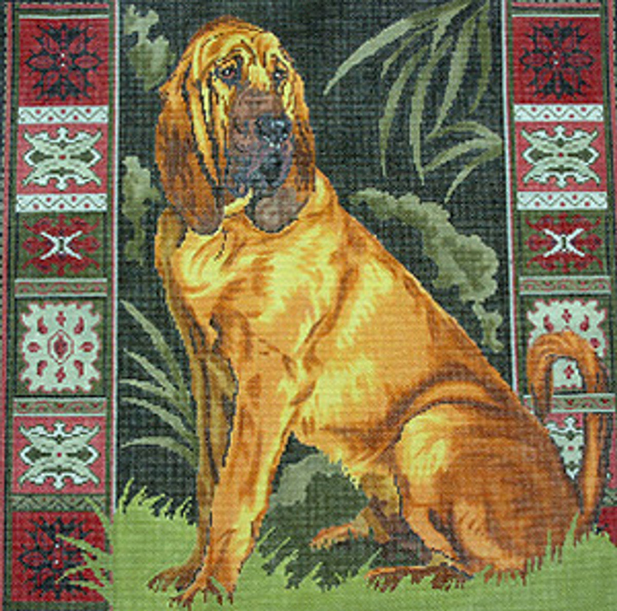 Barbara Russell The Bloodhound Dog Needlepoint Canvas