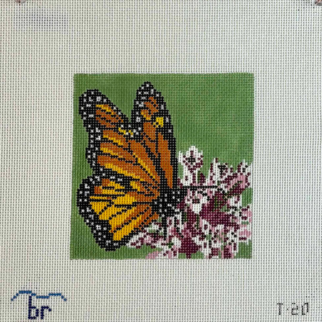 Blue Ridge Stitchery Monarch on Milkweed Needlepoint Canvas