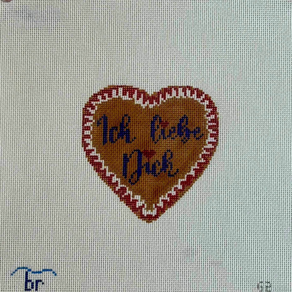 Blue Ridge Stitchery Ich Liebe Dich - heart Needlepoint Canvas