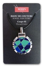 Bohin Thread Cutter Pendant - Quilt Blue/Green