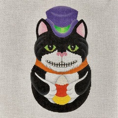 Brenda Stofft Designs Halloween Candy Corn Cat Needlepoint Canvas