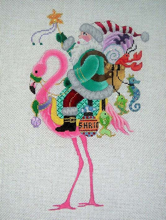 Brenda Stofft Designs Santa on Flamingo Needlepoint Canvas