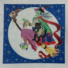 Brenda Stofft Designs Witch with Bunny Broom Needlepoint Canvas