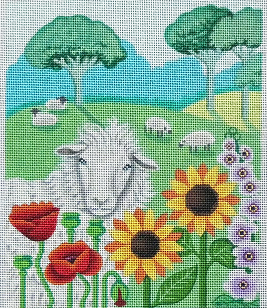 Brenda Stofft Sheep with Poppies Needlepoint Canvas