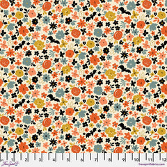 Finishing: Brenda Walton Pumpkin Patch and Bats Cotton Fabric - Cream