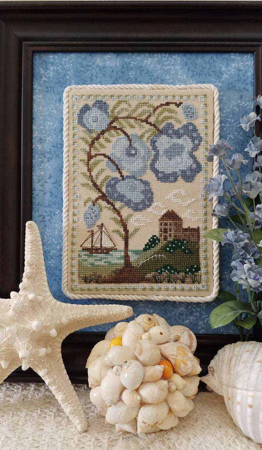 By The Bay Needleart Cabbage Rose Seaside Manor Cross Stitch Pattern