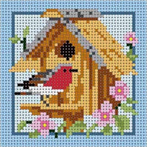 The Meredith Collection Treglown Designs Birdhouse A Coaster Needlepoint Canvas