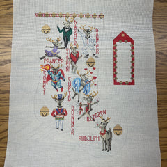 The Gingham Stitchery Amelia Bond Designs Reindeer Stocking And Tag Needlepoint Canvas
