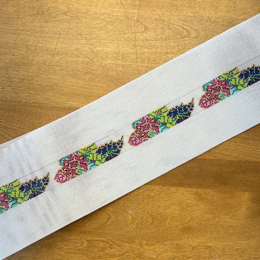 The Gingham Stitchery Kate Woodward Tobacco Leaf Belt Needlepoint Canvas
