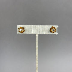 Antique Victorian Buttercup Diamond Stud Earring in 14k Rose Gold