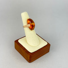 Vintage Russian 14k Rose Gold and Baltic Amber Cabochon Ring
