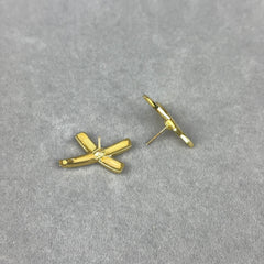 Vintage 1980s Paloma Picasso For Tiffany 18k Gold "X" Kiss Kiss Stud Earring