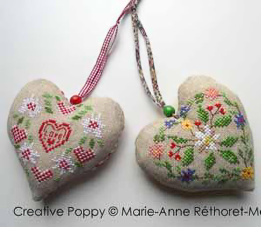 Creative Poppy Marie-Anne Réthoret-Mélin Cowbell Hearts Cross Stitch Pattern