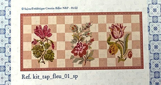 Sajou Cyclamen Rose Tulip Charted Needlepoint Kit