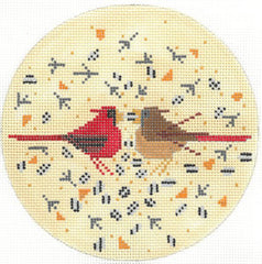 Charley Harper Cardinal Courship Ornament Needlepoint Canvas