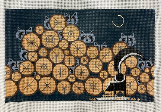Charley Harper Raccoonaissance Needlepoint Canvas