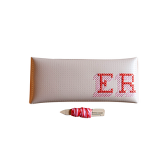 Chasing Threads Cross Stitch Eye Glasses or Pencil Case Kit - Pink Vegan Leather