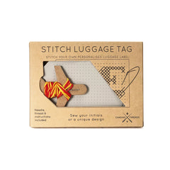 Chasing Threads Cross Stitch Luggage Tag Kit - Light Grey Vegan Leather