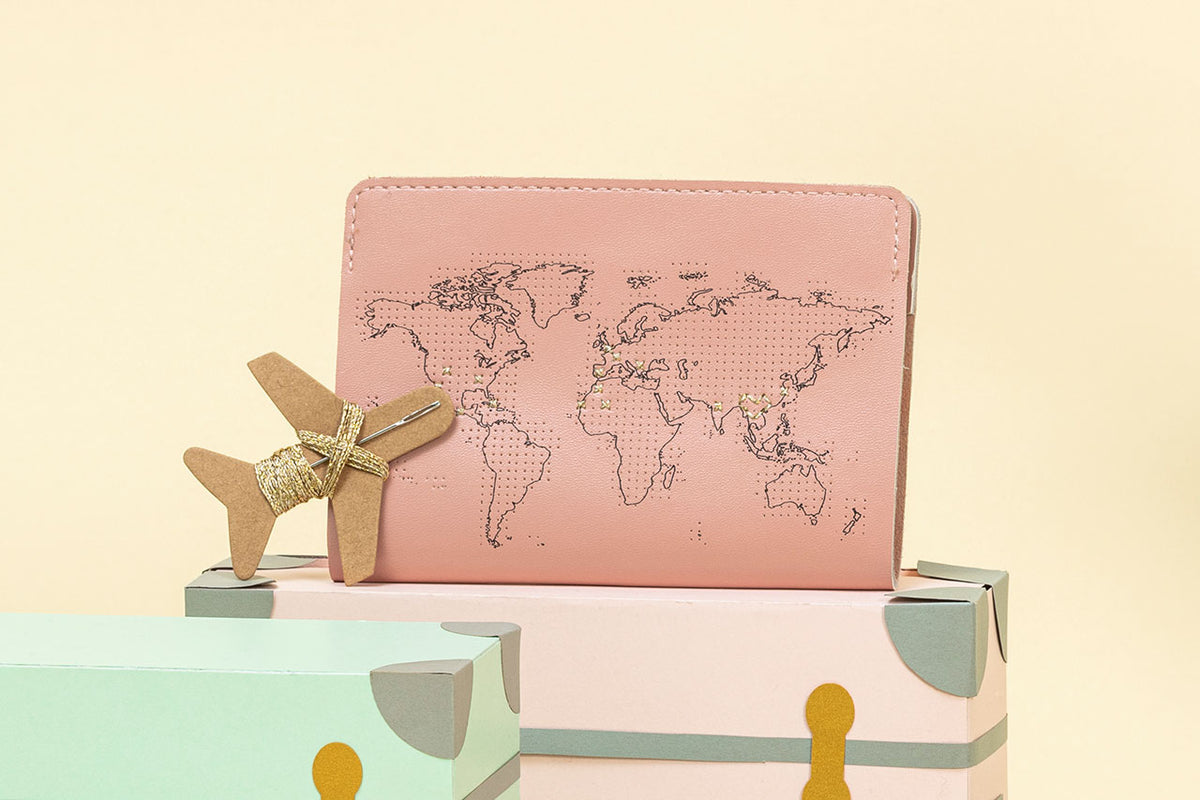 Chasing Threads Stitch Where You've Been Passport Kit - Pink Leather
