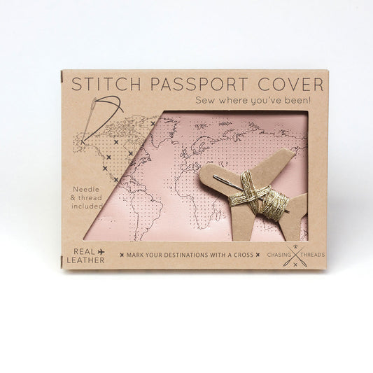 Chasing Threads Stitch Where You've Been Passport Kit - Pink Leather