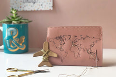 Chasing Threads Stitch Where You've Been Passport Kit - Pink Leather