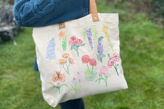 Chasing Threads Stitch Your Flowers Tote Bag Embroidery Kit
