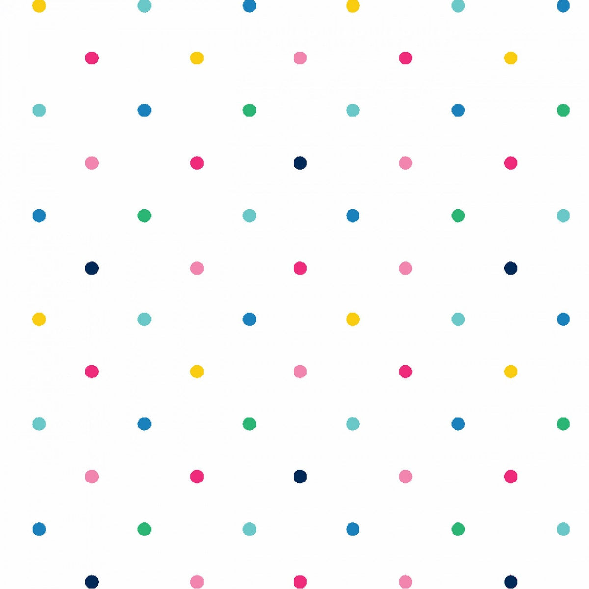 Finishing: Clothworks Emily Simplified Multi Colored Dots Cotton Fabric in White