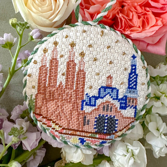 Coco Frank Barcelona Travel Round Needlepoint Canvas