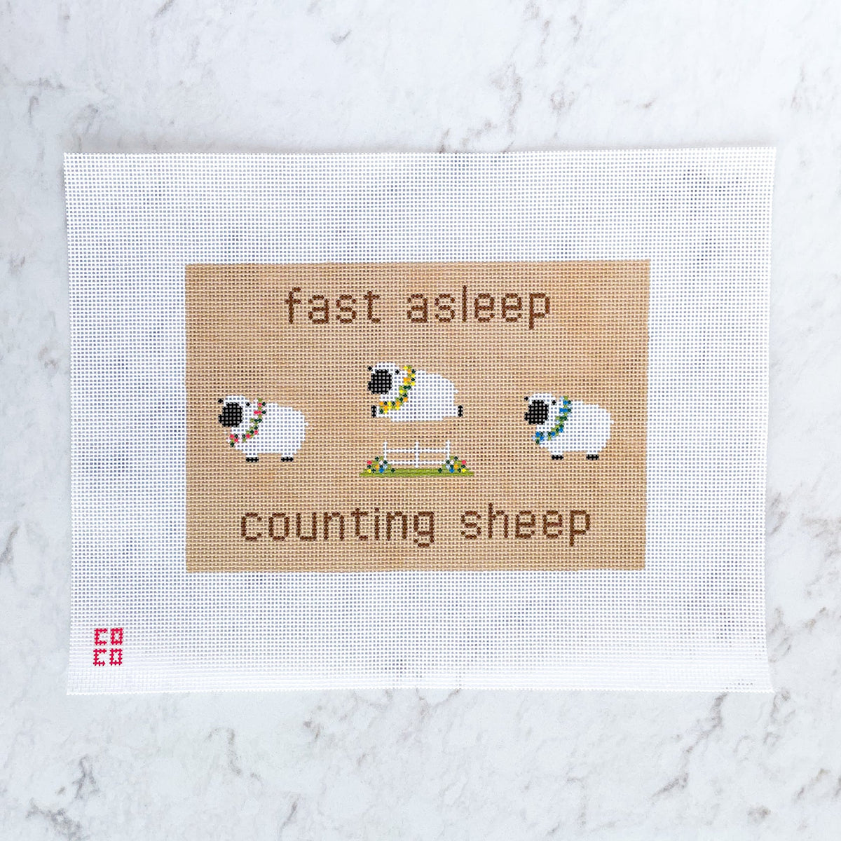 Coco Frank Fast Asleep Counting Sheep Needlepoint Canvas