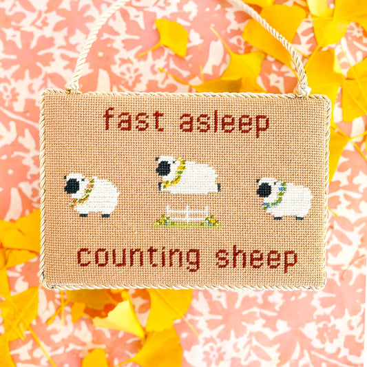 Coco Frank Fast Asleep Counting Sheep Needlepoint Canvas