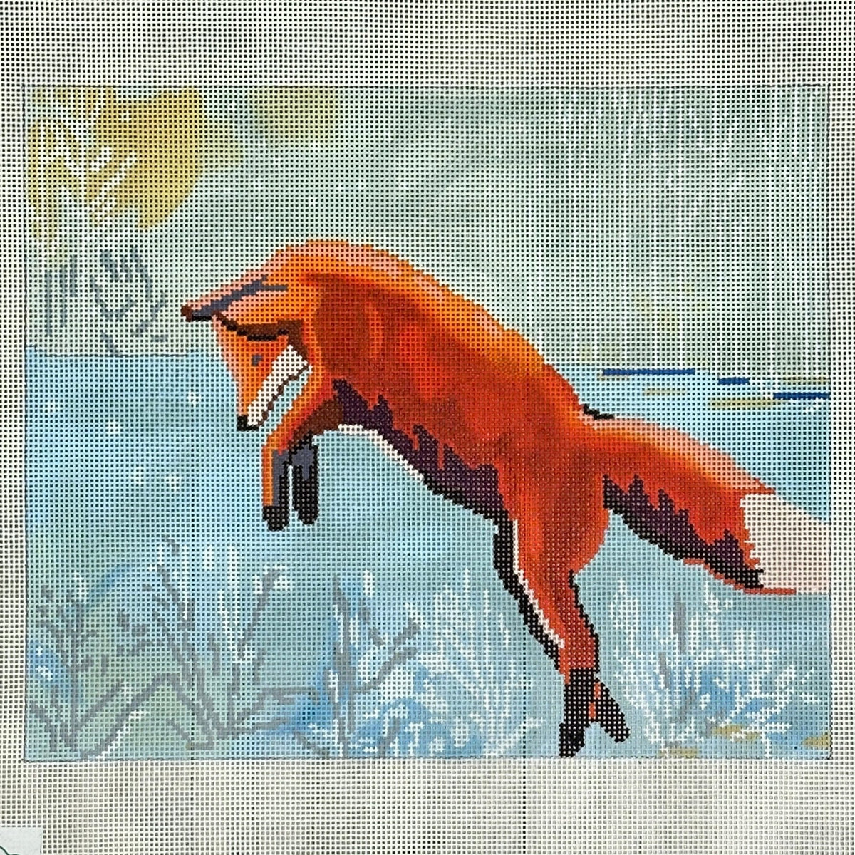 Cooper Oaks Design Kaley Alie Pouncing Fox Needlepoint Canvas