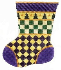 Cooper Oaks Design Purple Check Mini Stocking Needlepoint Canvas