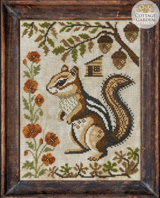 Cottage Garden Samplings A Year in the Woods II #6 The Chipmunk Cross Stitch Pattern