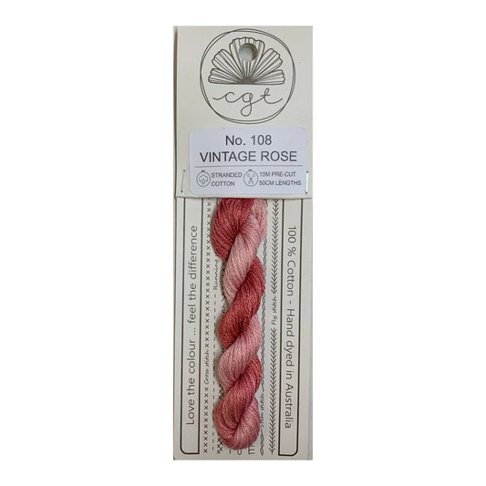 Cottage Garden Threads Stranded Cotton Floss Signature Range - 108 Vintage Rose