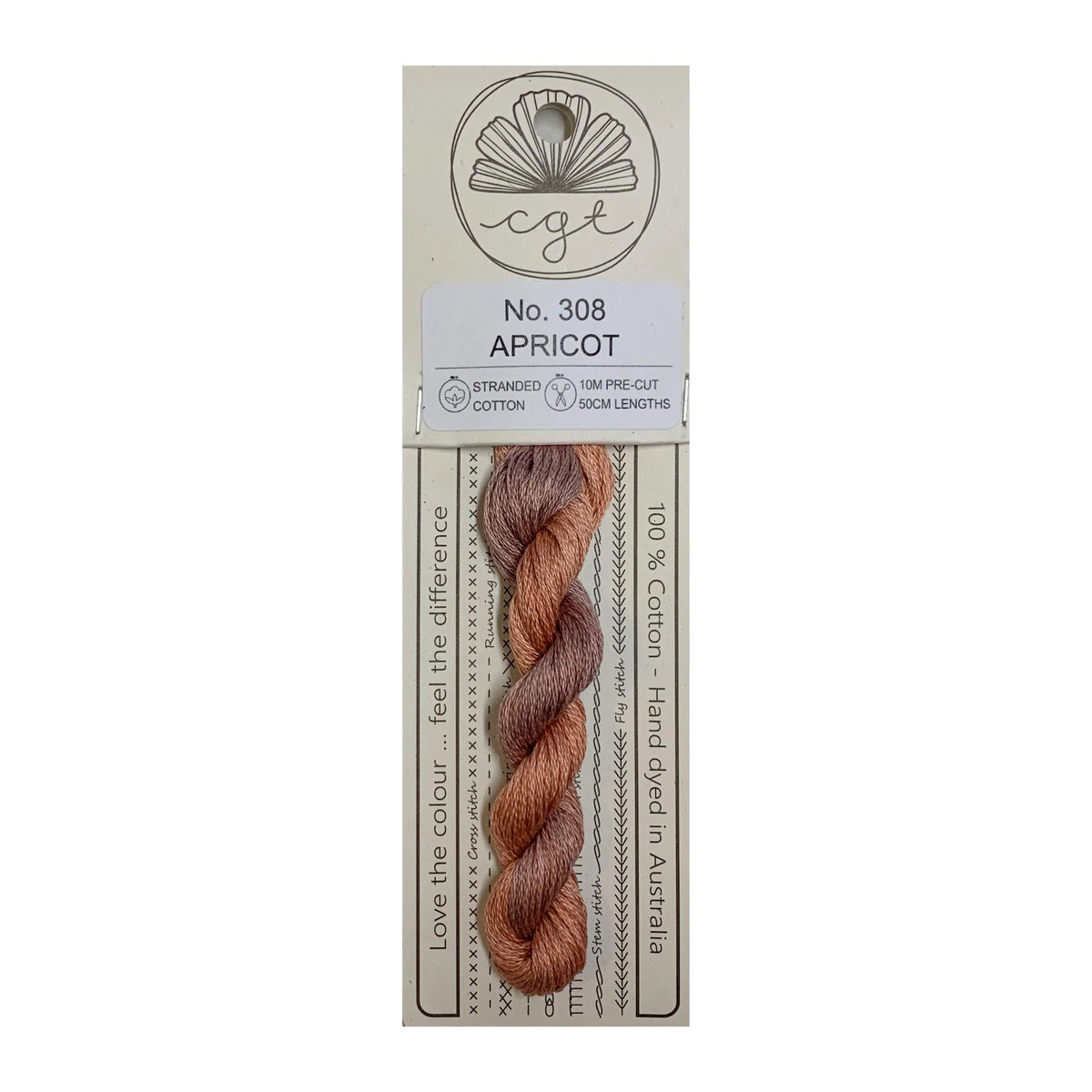 Cottage Garden Threads Stranded Cotton Floss Signature Range - 308 Apricot