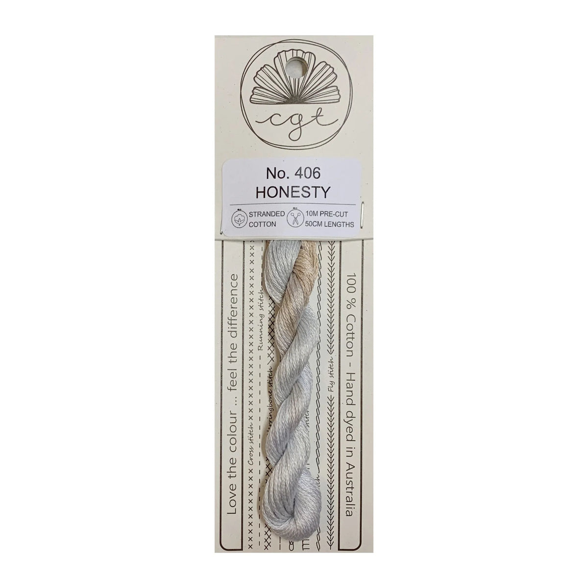 Cottage Garden Threads Stranded Cotton Floss Signature Range - 406 Honesty