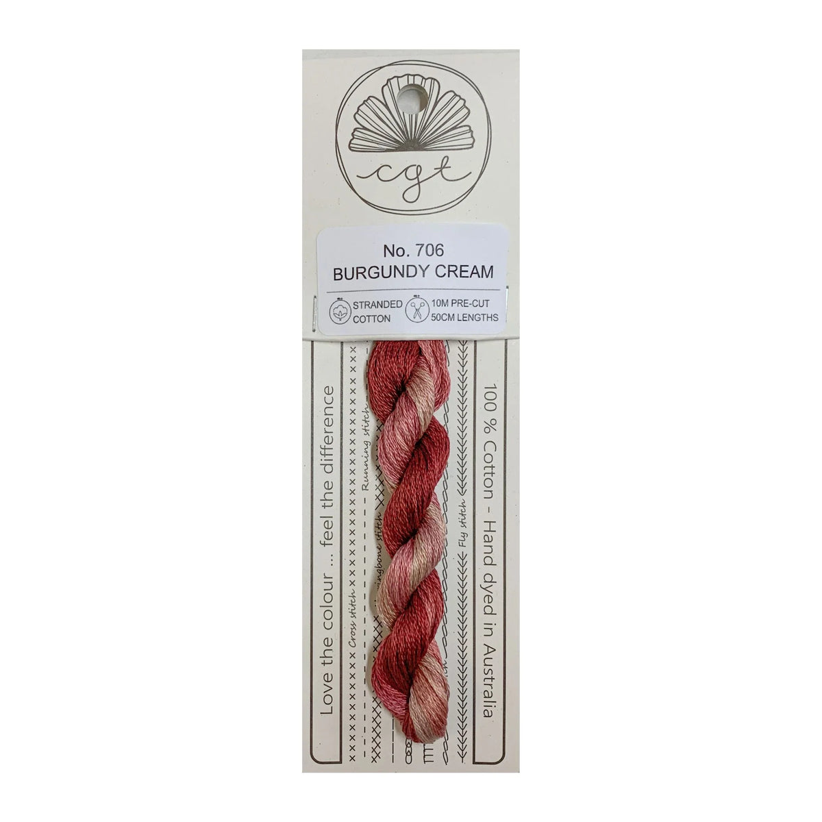 Cottage Garden Threads Stranded Cotton Floss Signature Range - 706 Burgundy Cream