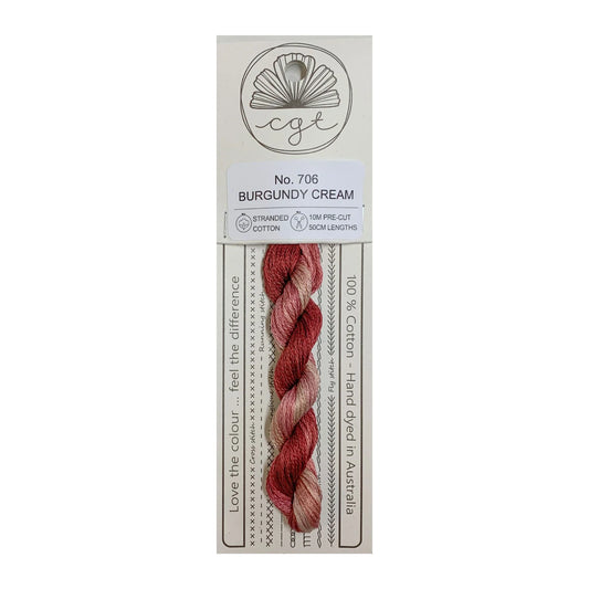 Cottage Garden Threads Stranded Cotton Floss Signature Range - 706 Burgundy Cream