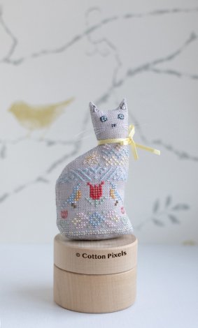 Cotton Pixels 3D Spring Cat Cross Stitch Pattern