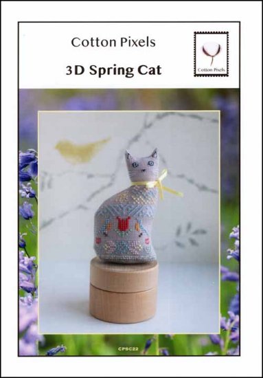 Cotton Pixels 3D Spring Cat Cross Stitch Pattern