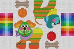 The Meredith Collection Treglown Designs Colorful Dogs Brick Needlepoint Canvas