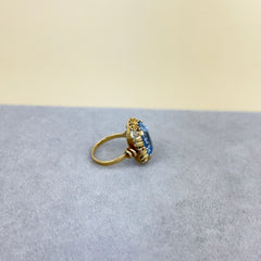 Vintage Retro Lab Aquamarine and 14k Gold Ring