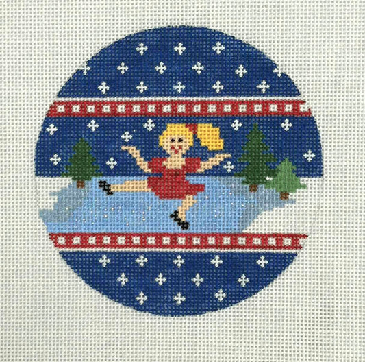 Canvasworks Ice Skater Ornament Needlepoint Canvas